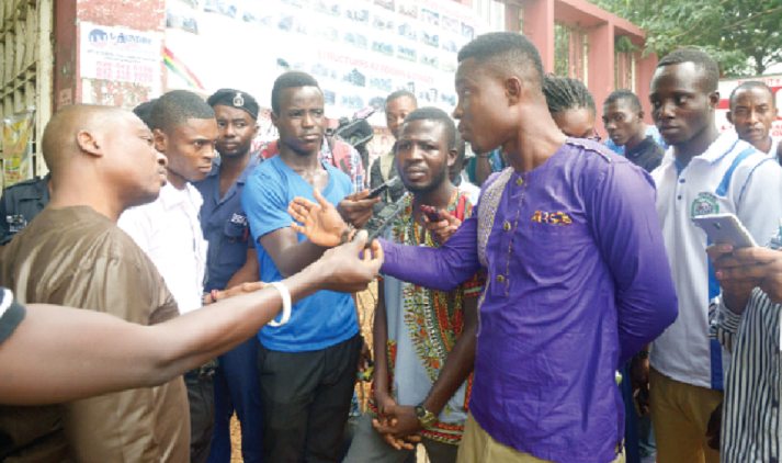 Some of the teacher trainees who were prevented from picketing in front of Ministry of Education (MoE) in Accra.